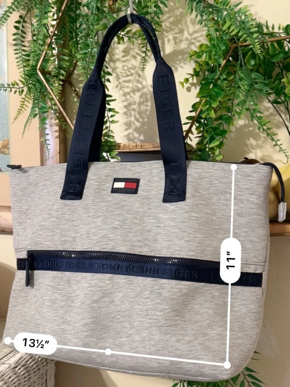 Tommy Hilfiger Gray Tote with Navy Accents